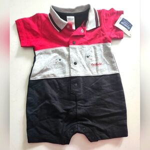 New Vintage Oshkosh B'gosh Baby Boys Red and Black Baby Romper 3-6 Months